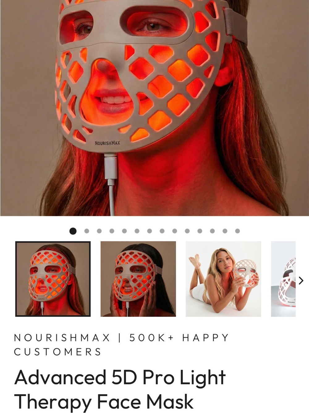 Advanced 5D Pro Light Therapy Face Mask – White/Cream